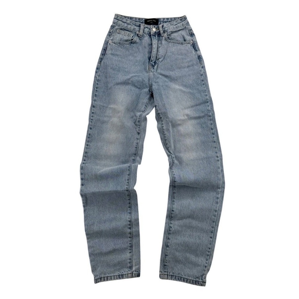 White Fox Straight Leg Jeans Womens XS Light Blue Excellent High Rise Cotton